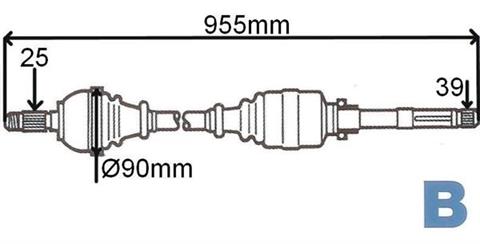 Półoś napędowa Megane III 1.9 dCi prawa GRESA T6025